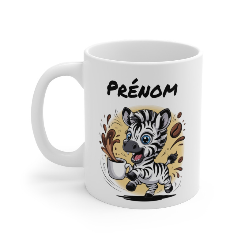 Tasse Zèbre Personnalisée avec Prénom – Mug Drôle Café Zèbre pour Femme, Homme ou Enfant