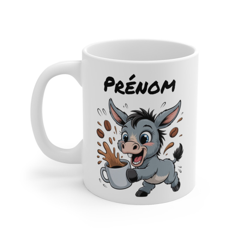 Tasse Âne Personnalisée avec Prénom – Mug Drôle Animal Café pour Femme, Homme ou Enfant