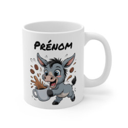 Tasse Âne Personnalisée avec Prénom – Mug Drôle Animal Café pour Femme, Homme ou Enfant