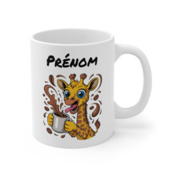 Tasse Girafe Personnalisée avec Prénom – Mug Drôle Girafe Cartoon pour Femme, Homme ou Enfant