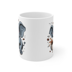 Tasse Éléphant Drôle – Mug Café Éléphanteau Cartoon Mignon, Cadeau Original Animaux, 11 oz
