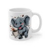 Tasse Éléphant Drôle – Mug Café Éléphanteau Cartoon Mignon, Cadeau Original Animaux, 11 oz