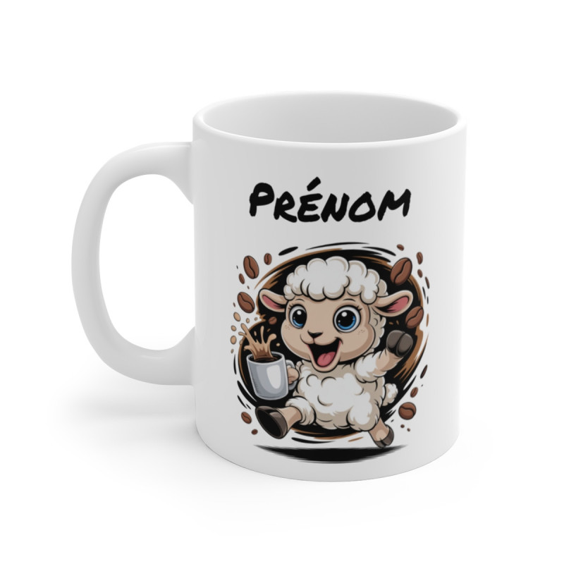 Tasse Mouton Personnalisable avec Prénom – Mug Rigolo Animal Mignon pour Enfant ou Adulte