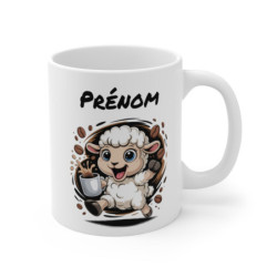 Tasse Mouton Personnalisable avec Prénom – Mug Rigolo Animal Mignon pour Enfant ou Adulte