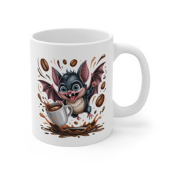 Mug Chauve-Souris Rigolote Tasse Café Dynamique avec Illustration – Idée Cadeau Fun pour Amateurs d’Animaux