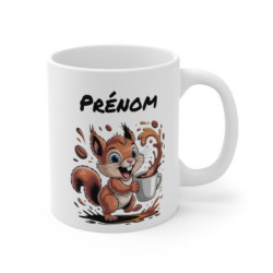 Mug Écureuil Rigolo Personnalisable – Tasse Café Animaux Mignons avec Prénom – Cadeau Original
