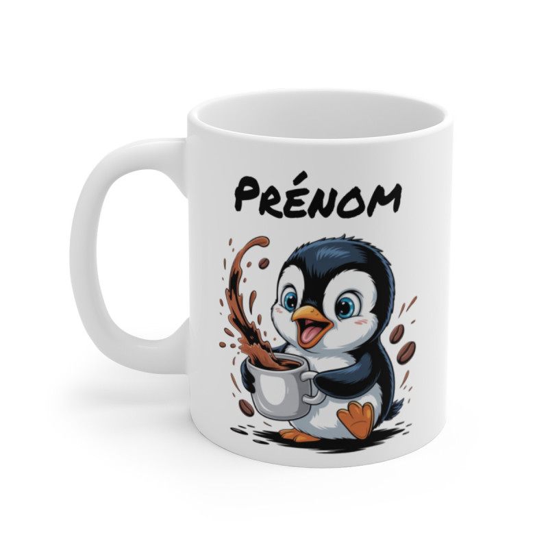 Mug Pingouin Personnalisé – Tasse Hivernale Mignonne avec Prénom – Cadeau Original