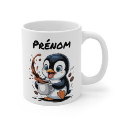 Mug Pingouin Personnalisé – Tasse Hivernale Mignonne avec Prénom – Cadeau Original
