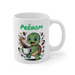 Mug Tortue Personnalisé – Tasse Café Trop Mignonne avec Prénom – Cadeau Original Animaux