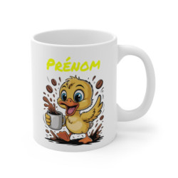 Mug Canard Personnalisé – Tasse Café Mignonne et Dynamique avec Prénom – Cadeau Original Animal