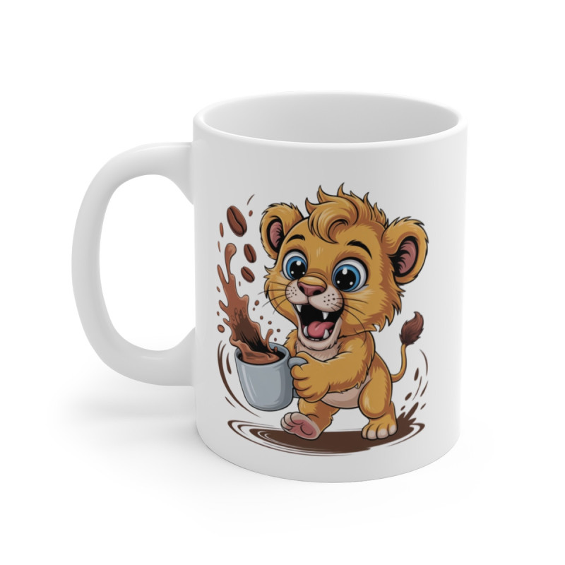 Mug Lionceau Rigolo – Tasse Café Débordante d'Énergie – Cadeau Original pour Amoureux des Félins