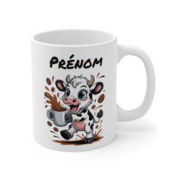 Mug Vache Personnalisé Tasse Café Mignonne avec Prénom Rigolo pour Fermiers et Amoureux des Animaux