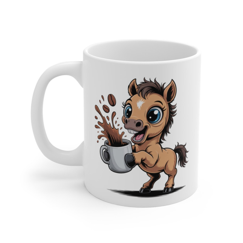 Mug Cheval Mignon Tasse Café avec Illustration de Poulain Joyeux Cadeau Original pour Amoureux des Animaux