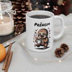 Mug Paresseux Personnalisé Tasse Café Rigolote avec Prénom Cadeau Original pour Les Fans d’Animaux Mignons