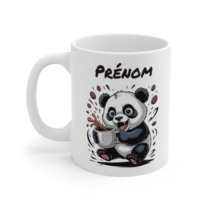 Mug Panda Personnalisé Tasse Mignonne et Énergique avec Prénom Cadeau Original pour Amateurs d’Animaux