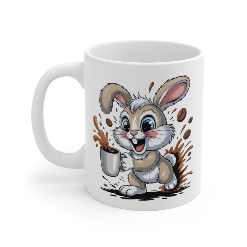 Mug Lapin Mignon Tasse Café Énergique avec Illustration de Lapin Cadeau Enfants ou Amoureux des Animaux