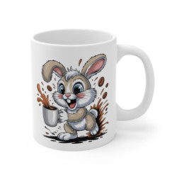Mug Lapin Mignon Tasse Café Énergique avec Illustration de Lapin Cadeau Enfants ou Amoureux des Animaux