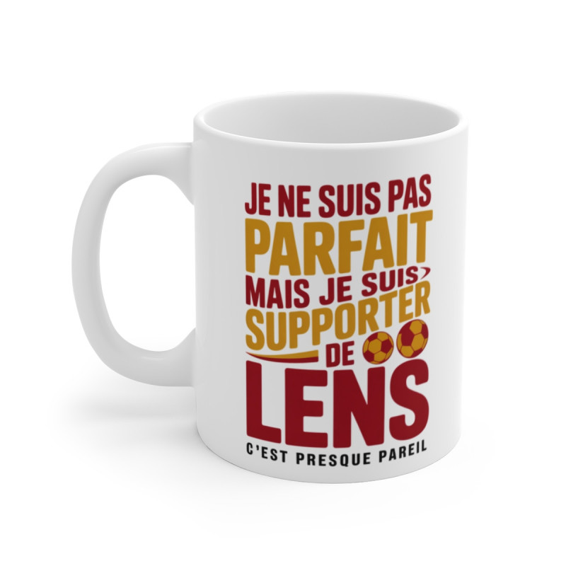 Tasse RC Lens Supporter Pas Parfait Mais Fan Mug Humour Football Sang et Or