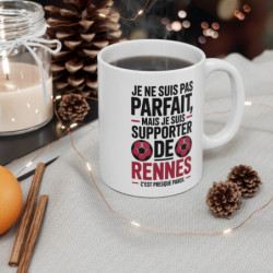 Tasse Stade Rennais Supporter Pas Parfait Mais Fan de Rennes Mug Humour Rouge & Noir Football