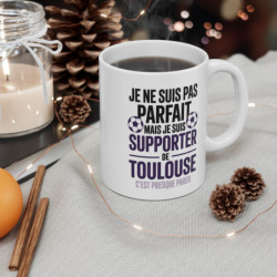 Tasse Toulouse Football Club Pas Parfait Mais Fan du TFC  Mug Supporter Violet Humour