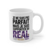 Tasse Real Madrid Pas Parfait Mais Supporter du Real  Mug Humour Football Blanc Violet