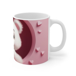 Tasse Ours Blanc Mignon – Mug Kawaii Amour et Cœurs – Cadeau Romantique et Doux