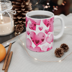 Tasse Cœurs Roses Mug Romantique Amour Saint-Valentin Cadeau Fête des Amoureux Kawaii