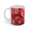 Tasse Papillon Fleur Rose Rouge Mug Design Élégant Papercut Cadeau Nature Fête des Mères Femme Zen