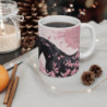 Tasse Chevaux Amoureux Mug Cheval Noir et Blanc sous Fleurs Roses Cadeau Fan Équitation, Nature et Romance