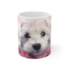 Tasse Chiot Blanc Mug Trop Mignon Chien Peluche Fond Rose Idée Cadeau Amoureux Animaux
