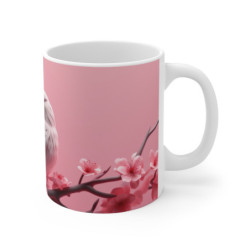 Tasse Oiseaux Amoureux Mug Couple Romantique Branche Fleurie Idée Cadeau Poétique et Élégant