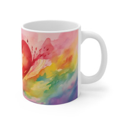 Tasse Cœur Aquarelle Mug Arc-en-Ciel Émotion Amour Cadeau Artistique Coloré