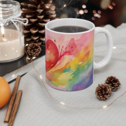 Tasse Cœur Aquarelle Mug Arc-en-Ciel Émotion Amour Cadeau Artistique Coloré