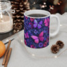 Tasse Papillons Fuchsia Violet Mug Fleurs Nocturnes Élégant Cadeau Femme Féérique Floral