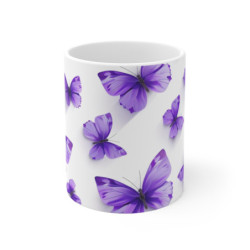 Tasse Papillons Violets  Mug Élégance Aérienne Cadeau Femme Chic Design Printemps Nature