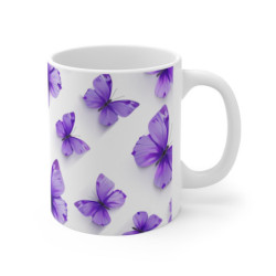 Tasse Papillons Violets  Mug Élégance Aérienne Cadeau Femme Chic Design Printemps Nature