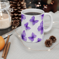Tasse Papillons Violets  Mug Élégance Aérienne Cadeau Femme Chic Design Printemps Nature