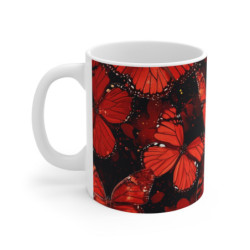 Tasse Papillons Rouges Mug Élégant Fond Noir Idée Cadeau Original Passion Rouge Nature Insecte Chic