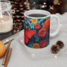 Tasse Papillon Rouge sur Fleurs Colorées Mug Printanier Multicolore Idée Cadeau Nature et Couleurs