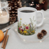 Tasse Prairie Fleurie Motif Floral Multicolore Printanier Mug Fleurs Sauvages et Champêtres sur Fond Blanc