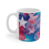 Tasse Étoiles USA Mug Céramique 325ml –Rouge Bleu Blanc Motif Aquarelle Micro-ondes et Lave-vaisselle