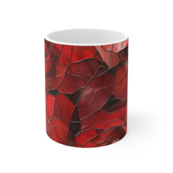 Tasse Roses Vitrail  Mug Céramique 325ml  Design Fleur Rouge Romantique Cadeau Amour, Art & Élégance