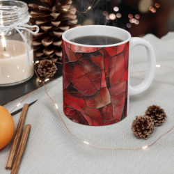 Tasse Roses Vitrail  Mug Céramique 325ml  Design Fleur Rouge Romantique Cadeau Amour, Art & Élégance