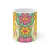 Tasse Smiley Fleurs Rétro – Mug Céramique 325ml Design Coloré Années 70 – Ambiance Positive, Cadeau Joyeux