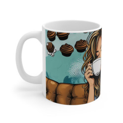 Tasse Café Femme Mug Céramique 325ml  Design Pop Art Vintage Gourmandise, Détente & Style Rétro