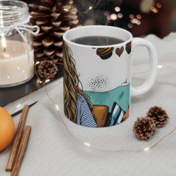 Tasse Café Femme Mug Céramique 325ml  Design Pop Art Vintage Gourmandise, Détente & Style Rétro