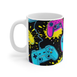 Tasse Manette Gamer  Mug Céramique 325ml  Design Arcade Fluo Pop Cadeau Geek, Gaming & Joueur Rétro