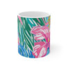 Tasse Fleurs Tropicales Mug Céramique 325ml  Design Exotique Hibiscus Rose  Ambiance Été, Vacances & Plage