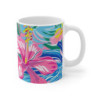 Tasse Fleurs Tropicales Mug Céramique 325ml  Design Exotique Hibiscus Rose  Ambiance Été, Vacances & Plage
