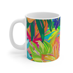 Tasse Tropicale Fluo Mug Céramique 325ml  Design Fleurs Exotiques Multicolores  Ambiance Été, Vacances & Pop Art